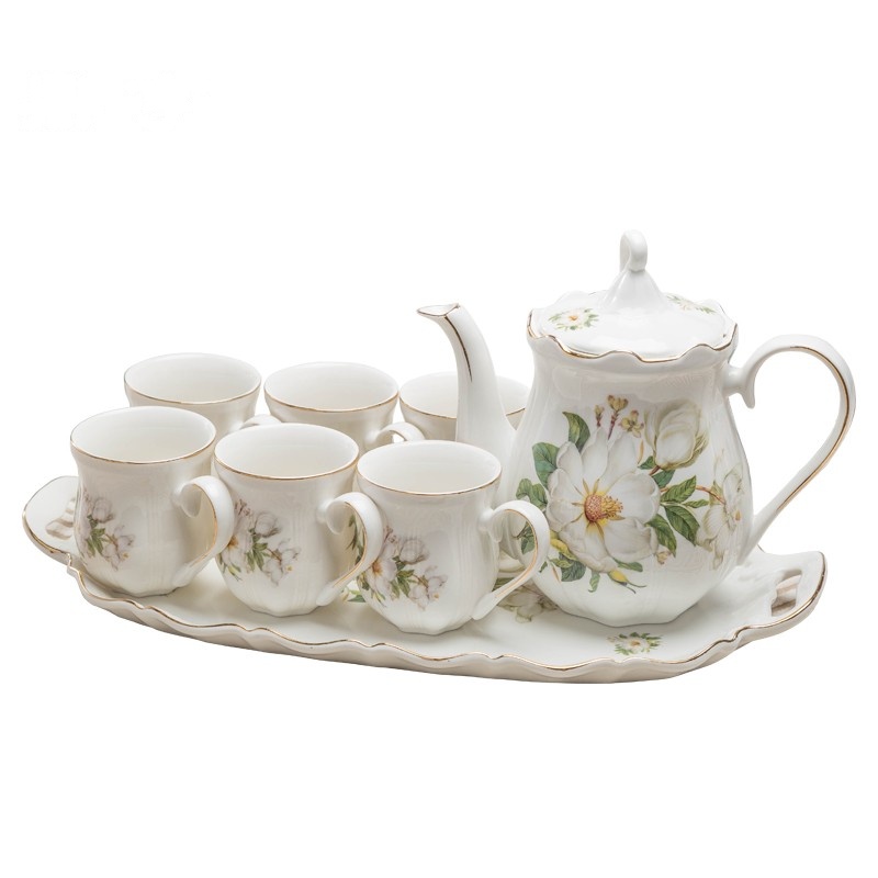 鼎亨陶瓷英式下午花茶具整套装带茶盘实用茶壶杯结婚送礼盒装
