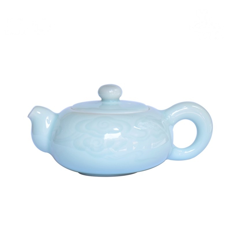 鼎亨日式茶壶单壶功夫茶具陶瓷影青泡茶壶带过滤青瓷茶具茶壶家用