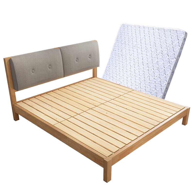 北欧实木床1.5米双人床1.8米主卧欧式床现代简约橡木床原木
