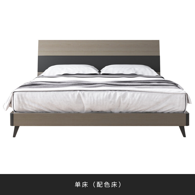 北欧床主卧现代简约1.5出租房高箱床1.8米板式床卧室双人床