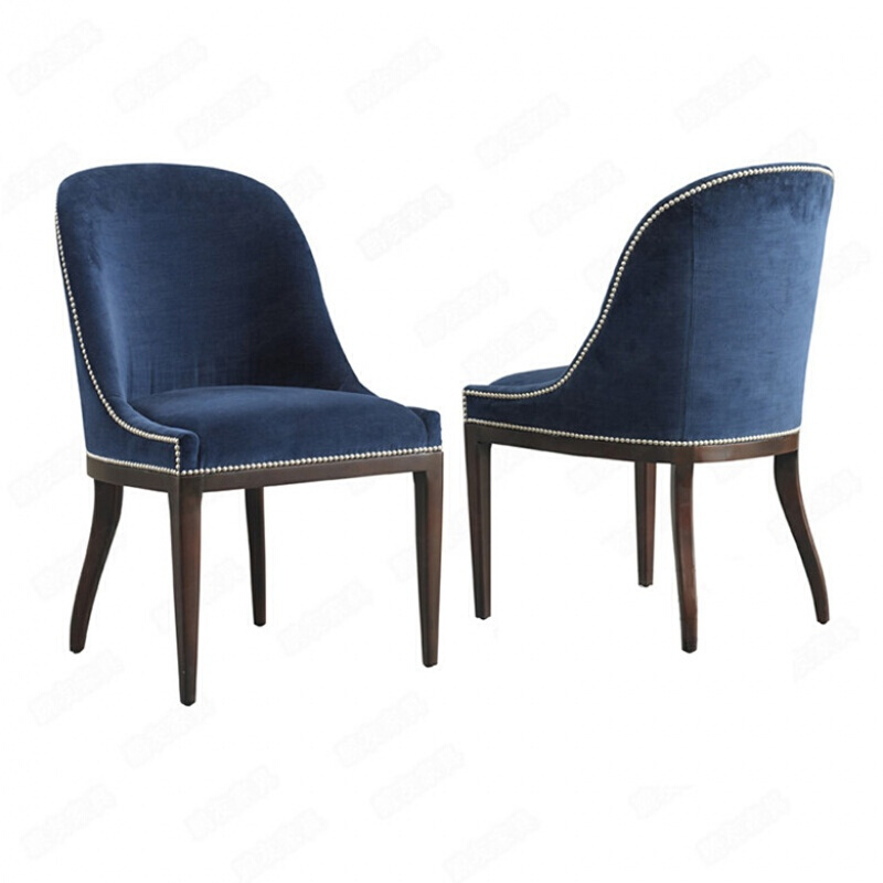 美式实木餐椅简约现代布艺客厅椅子北欧创意样板房酒店咖啡厅椅子 颜色可定制
