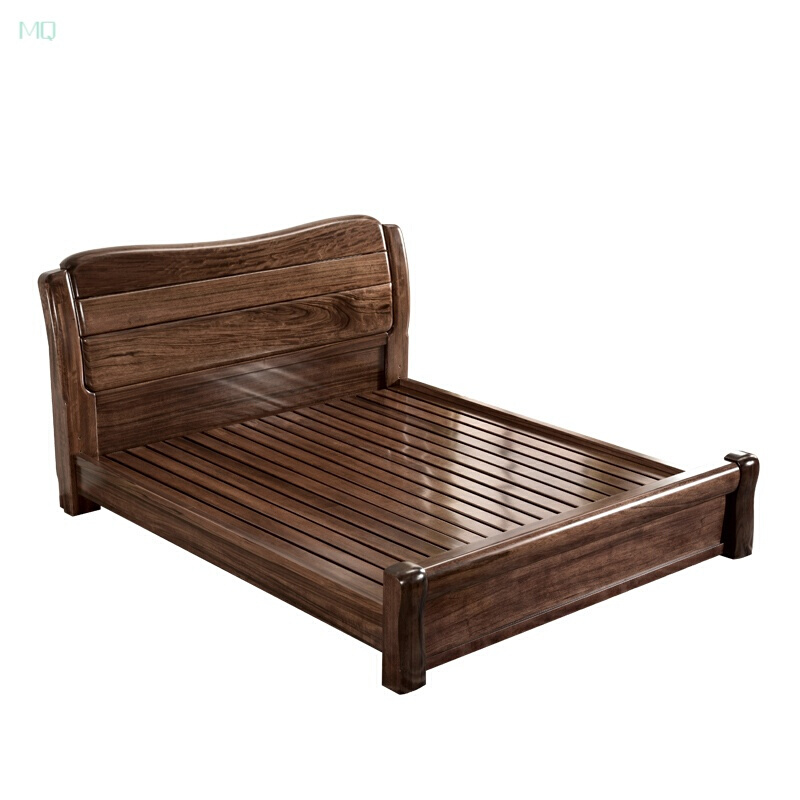 全实木床黑胡桃木床高箱储物1.8米1.5米双人床现代中式实木床主卧