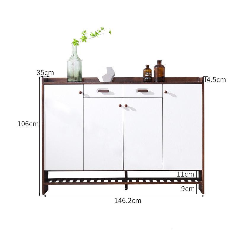 实木鞋柜简约现代家用原木客厅多功能大容量口北欧玄关厅柜[长110.6*宽35*高106][三][原木色整装
