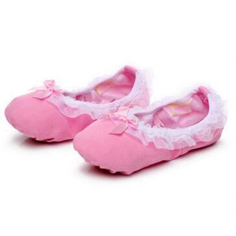 儿童舞蹈鞋女粉红色成人芭蕾舞鞋软底布花边表演跳舞鞋瑜伽练功鞋