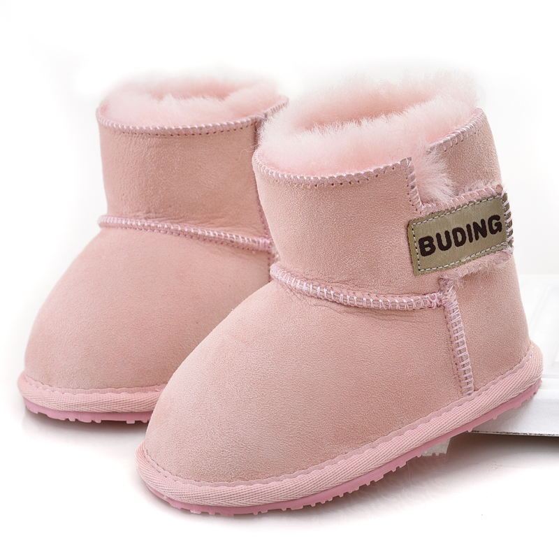 羊皮毛一体儿童雪地靴真皮男童短靴羊毛女童靴子宝宝婴儿学步鞋冬