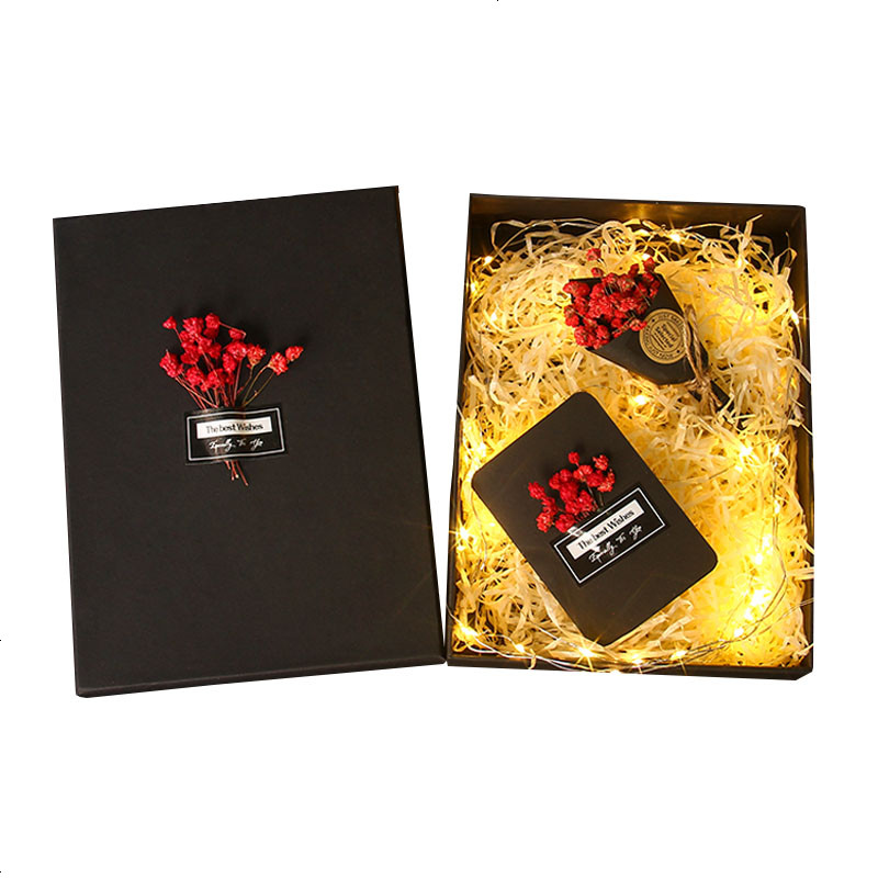 圣诞节礼物盒简约ins风礼盒包装盒长方形大号口红生日黑色礼品盒