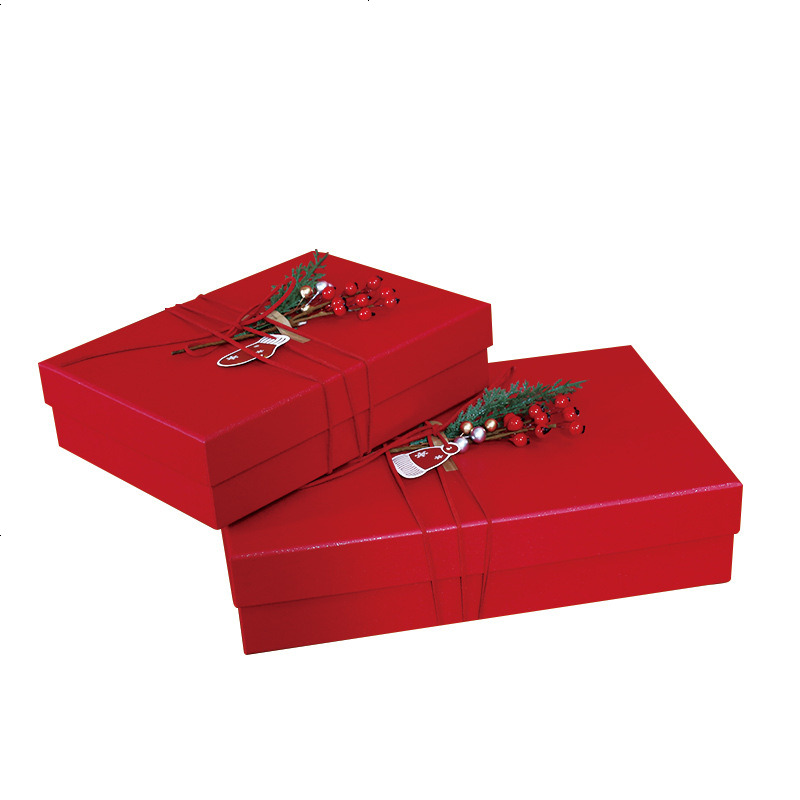 圣诞节包装盒礼品盒 DIY长方形围巾包装盒红色绿色圣诞礼物包装盒