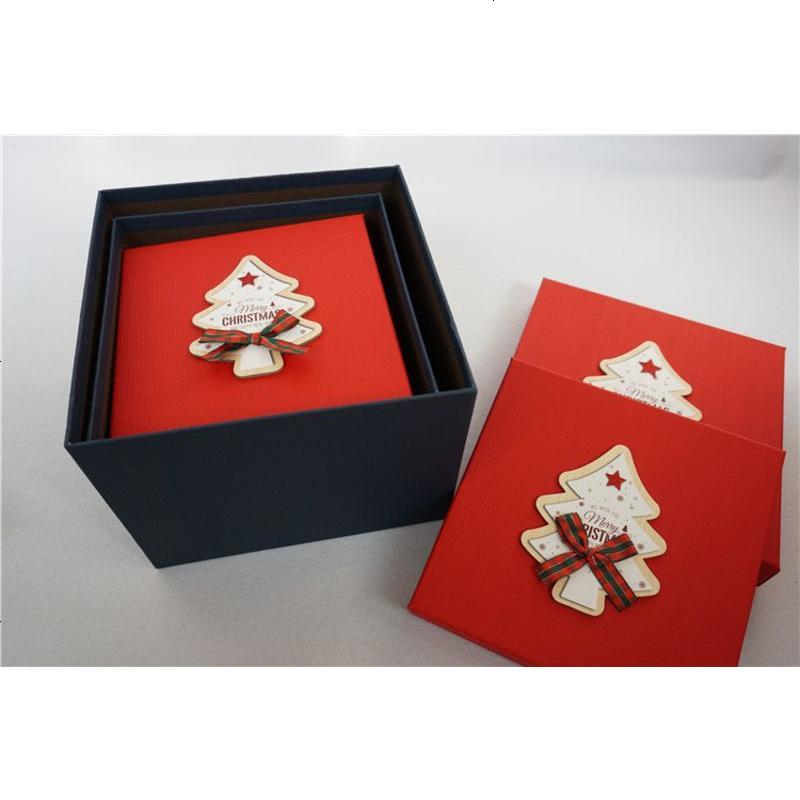 圣诞节礼品盒正方形大号生日礼物盒子情人节包装手提盒蓝红礼盒