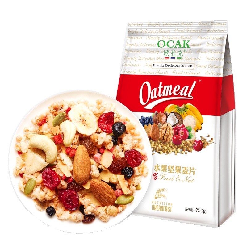 欧扎克水果坚果味混合燕麦即食干吃750g新疆天润酸奶营养早餐包邮