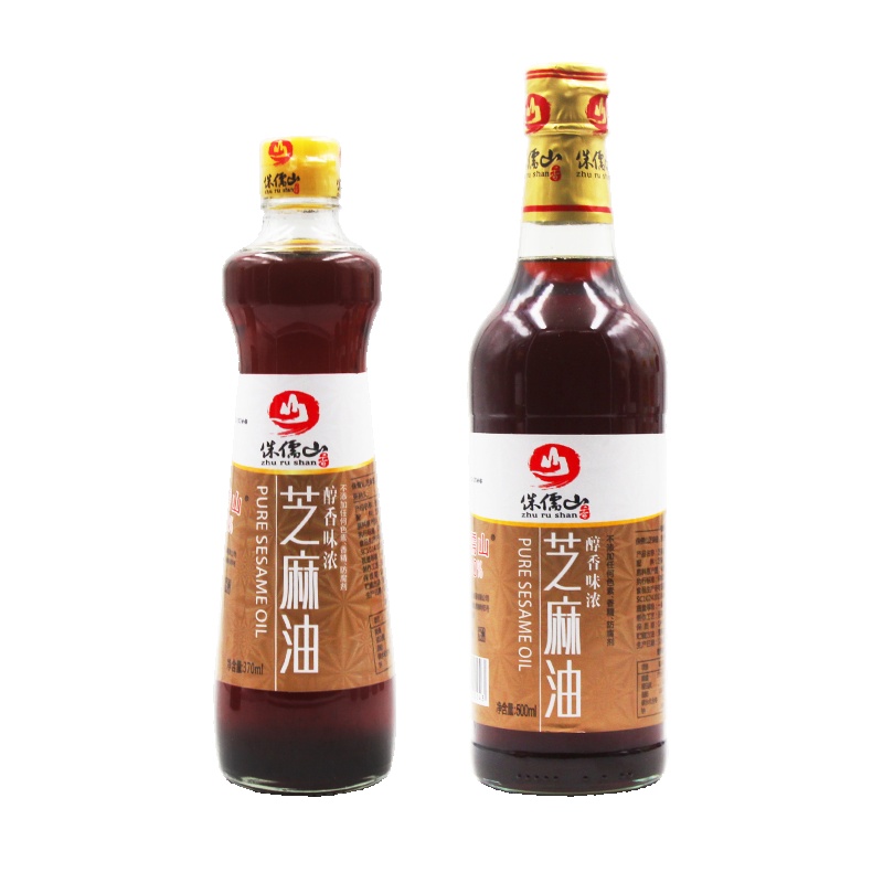 侏儒山 纯芝麻油压榨一级小磨香油食用凉拌火锅调味500ML