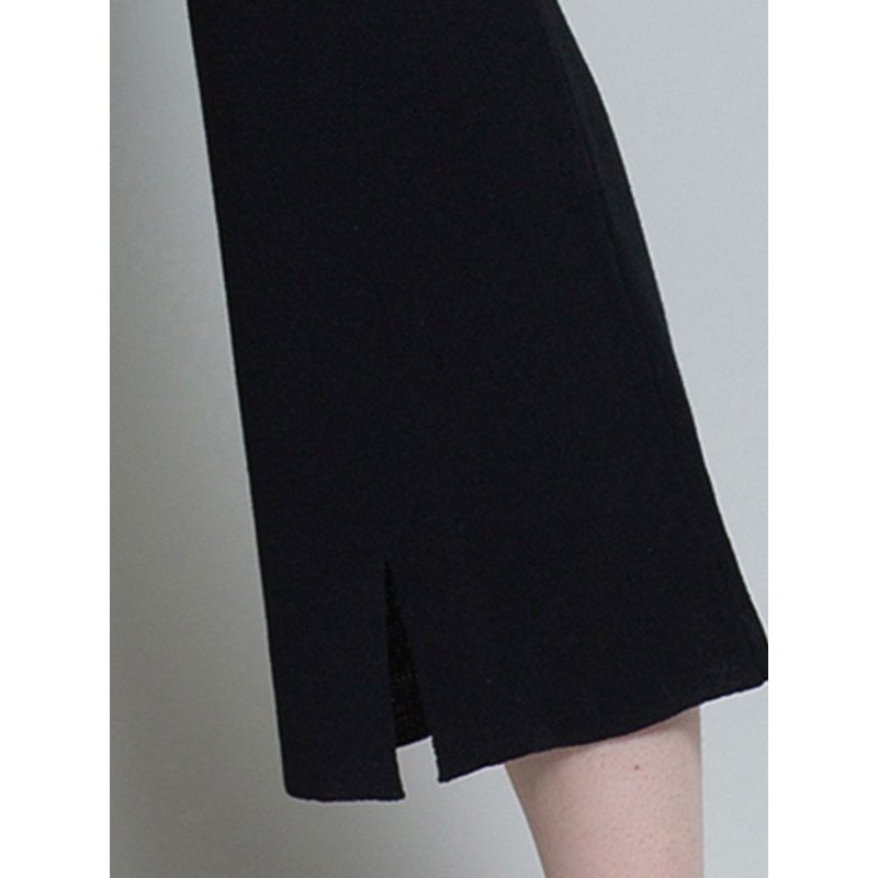 丝柏舍2017年夏季新款黑色七分喇叭打底裤显瘦微喇七分裤S71F0201