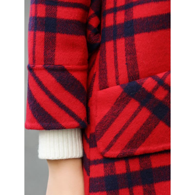 A&DA型格纹双面羊毛大衣红色图片