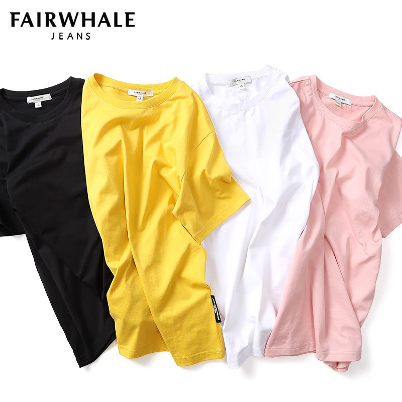 马克华菲短袖T恤男士夏季新款韩版潮流纯色白色粉红色黄色粉色潮