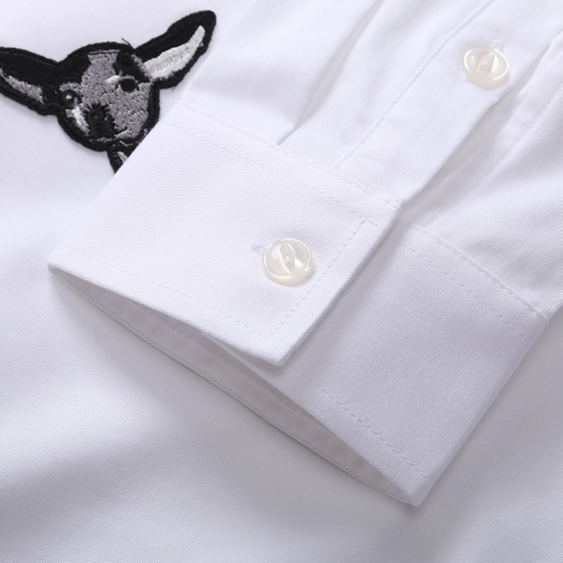 马克华菲长袖衬衫男士2017新款纯棉韩版修身纯白纯黑色锈标潮