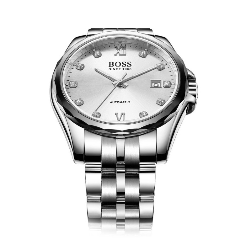BOSS手表参议员系列镶钻钢带机械男士腕表