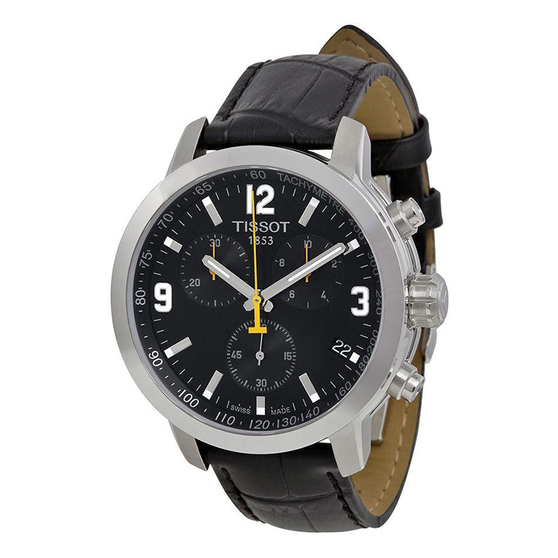 天梭(TISSOT)手錶 运动系列石英男士手錶 T055.417.16.057.00 黑盘皮带