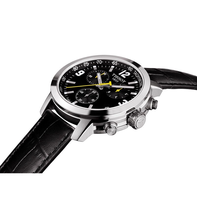 天梭(TISSOT)手錶 运动系列石英男士手錶 T055.417.16.057.00 黑盘皮带