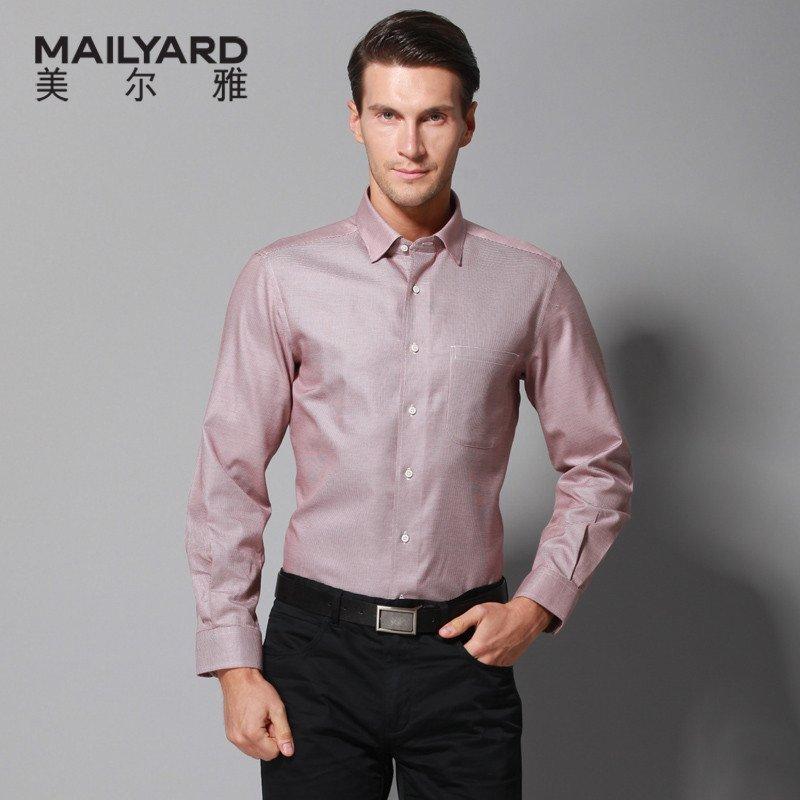 美尔雅(MAILYARD)长袖衬衫男 纯棉商务休闲男式修身款免烫衬衣全棉 356