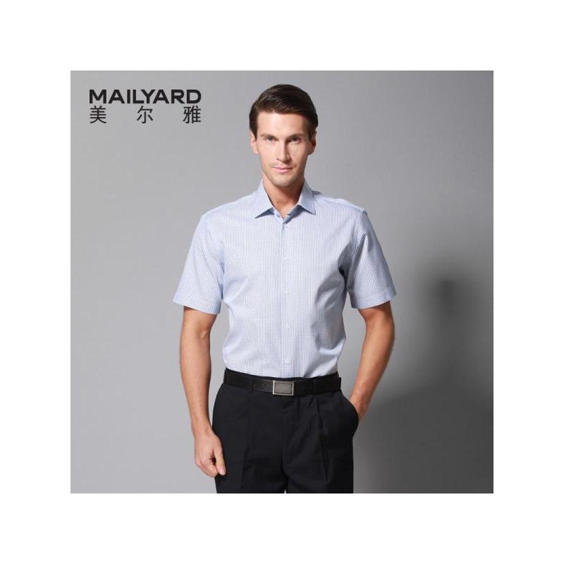 美尔雅（MAILYARD）短袖衬衫男 纯棉商务休闲男士衬衣 男式职业装 工作服 218