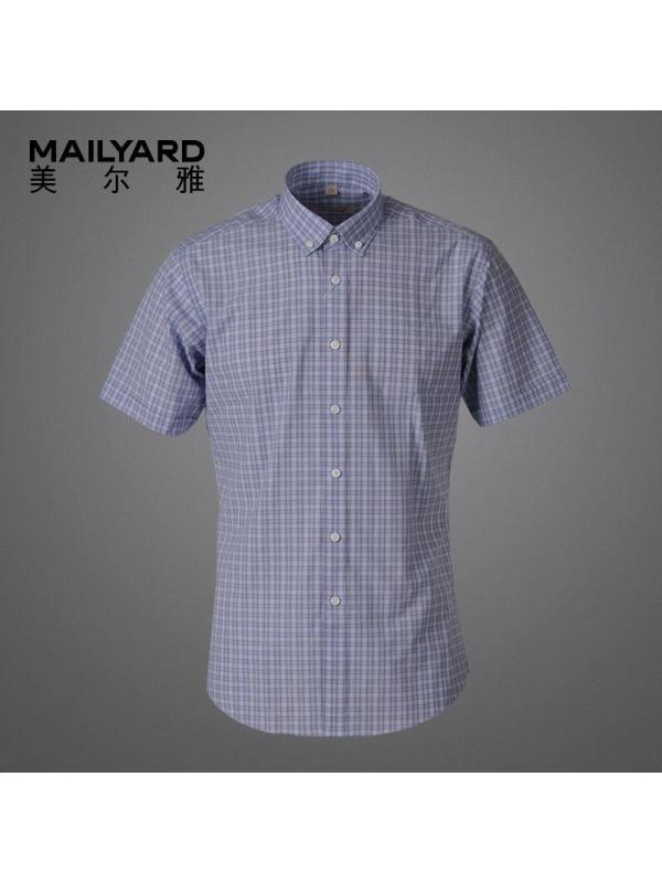 美尔雅（MAILYARD）短袖衬衫男 商务修身男式免烫衬衣 男士时尚休闲短衬 283