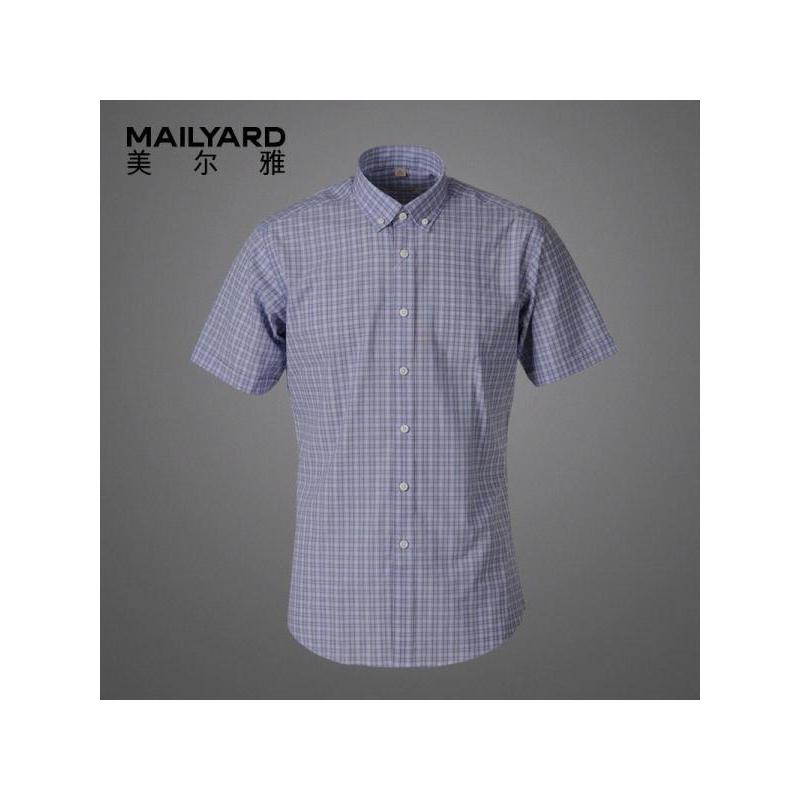美尔雅（MAILYARD）短袖衬衫男 商务修身男式免烫衬衣 男士时尚休闲短衬 283