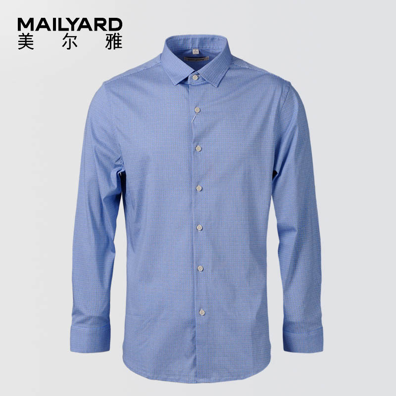 美尔雅（MAILYARD）长袖衬衫 纯棉商务休闲男士T恤 男式时尚衬衣 521