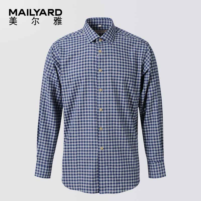 美尔雅（MAILYARD）长袖衬衫 法兰绒商务休闲男士纯棉磨毛衬衣厚 511