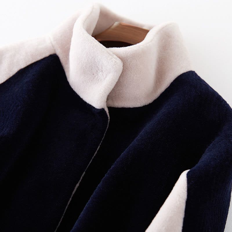 兰奥羊剪绒皮草女2018冬季新款韩版拼色羊毛大衣长款立领外套图片