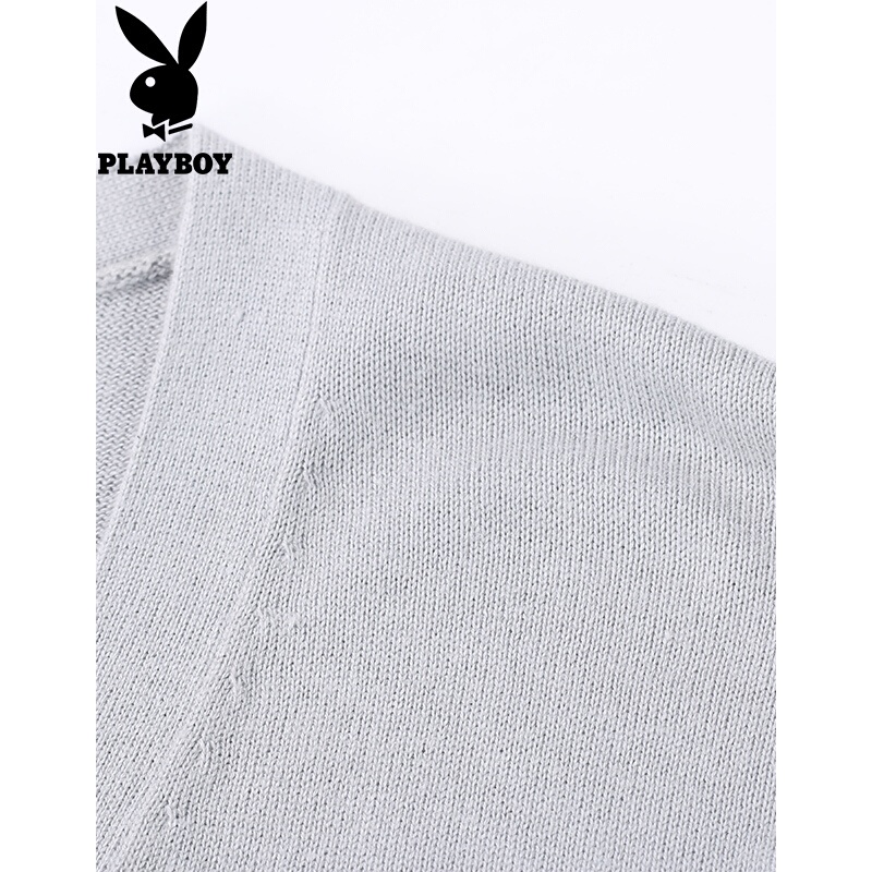 花花公子(PLAYBOY)针织衫男秋冬款男士商务休闲毛衣V领纯色简约开衫毛线衣