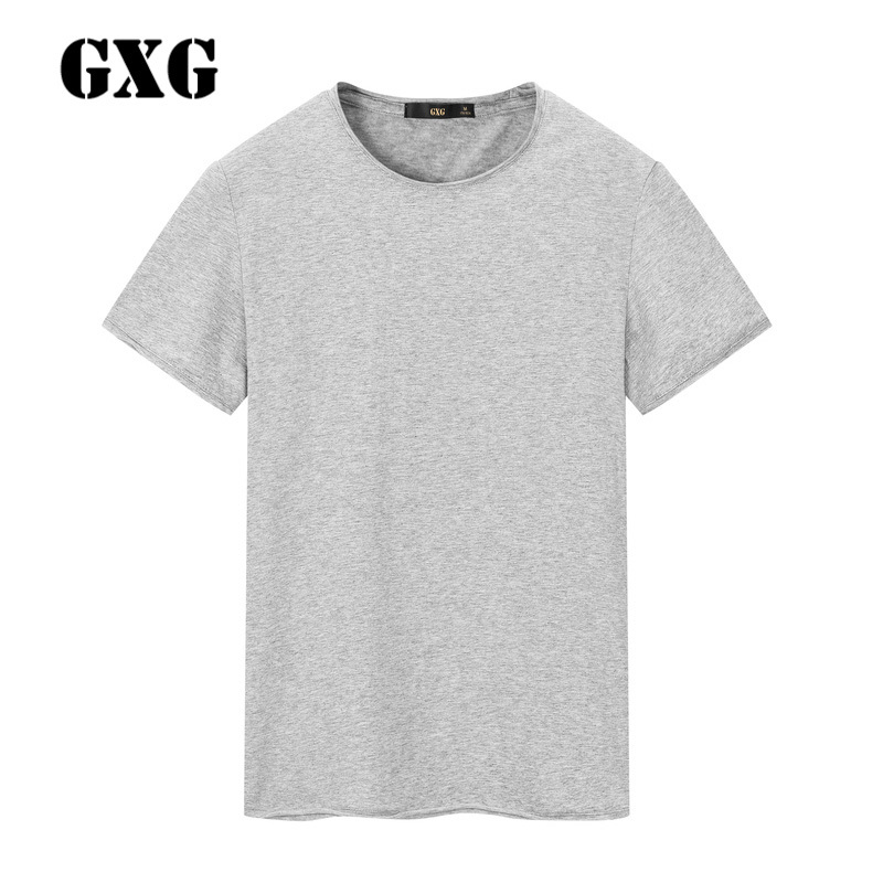 GXG短袖T恤男装 男士青年修身灰色休闲圆领T恤打底衫男