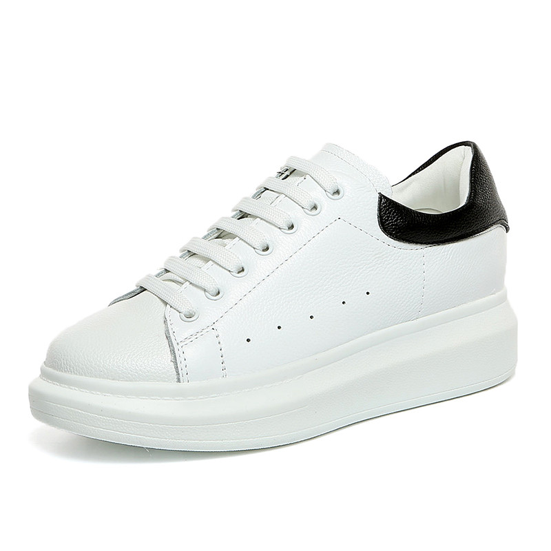 波迷娜 女士厚底松糕鞋单鞋欧美风皮鞋平跟厚