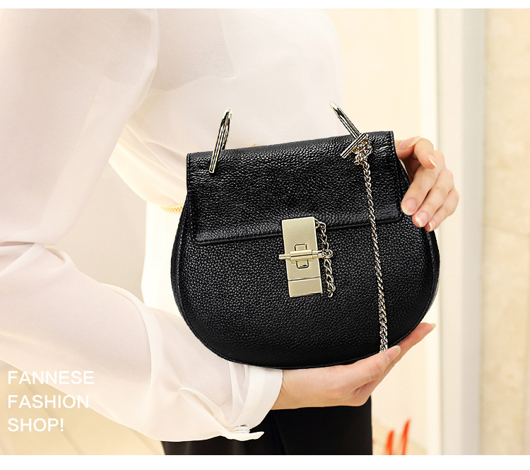 特斯黛牛皮女包小猪包 单肩链条包斜挎包女潮