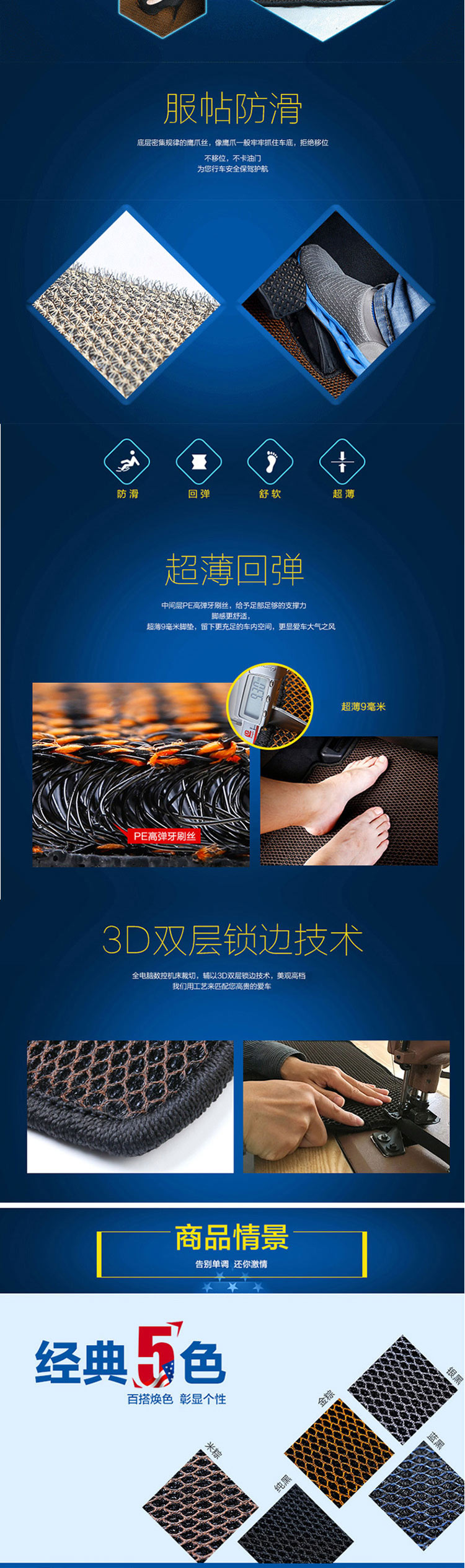 固特异（Goodyear）3D丝圈脚垫 专车定制厂家直发 黑色请备注车型