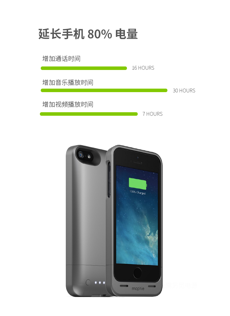 mophie苹果5s背夹电池 iphoneSE充电宝套装 
