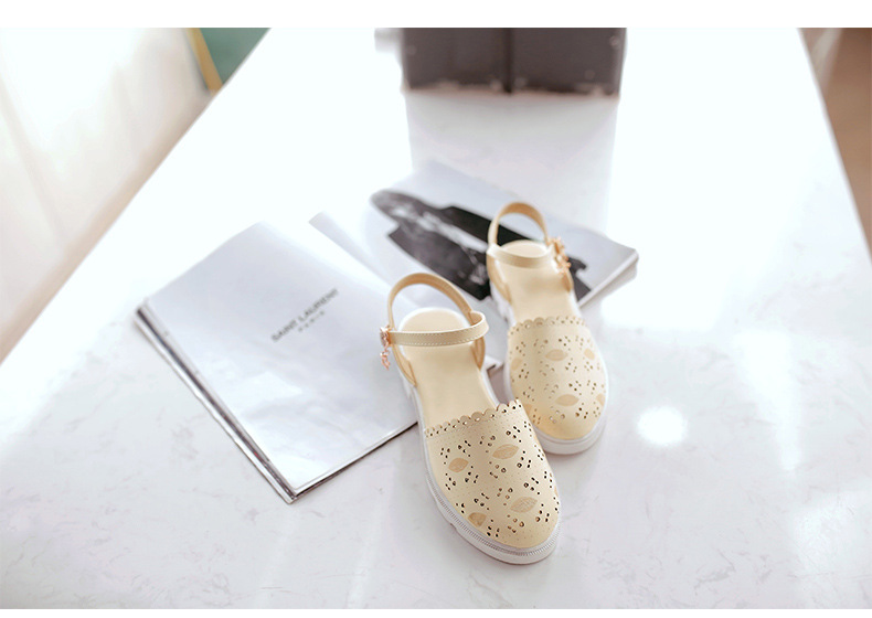 春夏单鞋2017韩版甜美学生平底包头女鞋一字