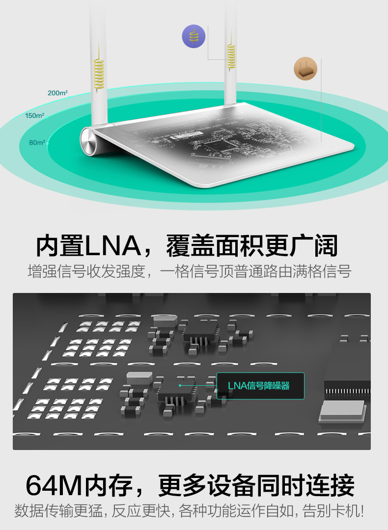 磊科360安全C403（P1）300Mbps无线路由器智能家用中继光纤WIFI无限穿墙王大功率（冰川银）