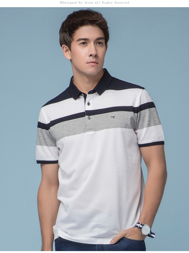 柒牌男装(sevenbrand)男士polo衫 柒牌短袖t恤男装夏季商务丝光棉polo
