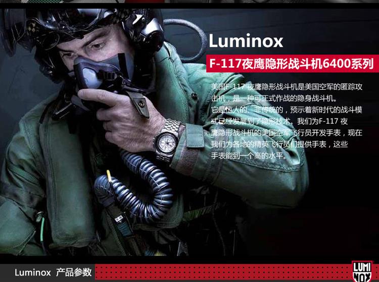 雷美诺时（Luminox）手表 瑞士军表航空系列防水自发夜光运动男表A.6402.BO 黑