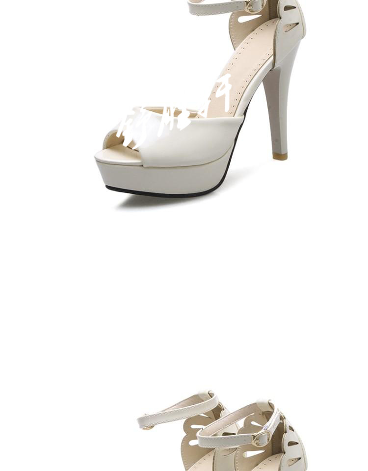 韩版2017春季新款高跟鞋女细跟一字扣带鱼嘴