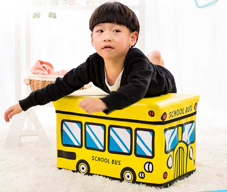 现代可爱创意儿童玩具长方收纳凳可坐人汽车多