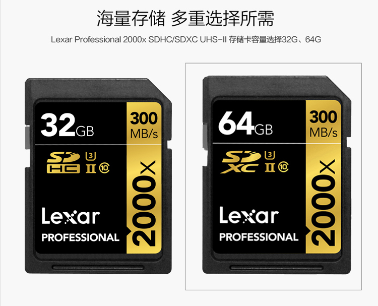 雷克沙（Lexar）SD卡128GB 2000X（LSD128CRBAS2000R）