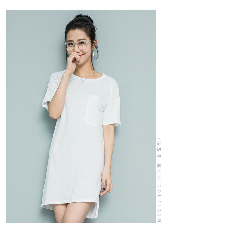 高梵裙子2017新款春连衣裙女夏时尚纯棉圆领