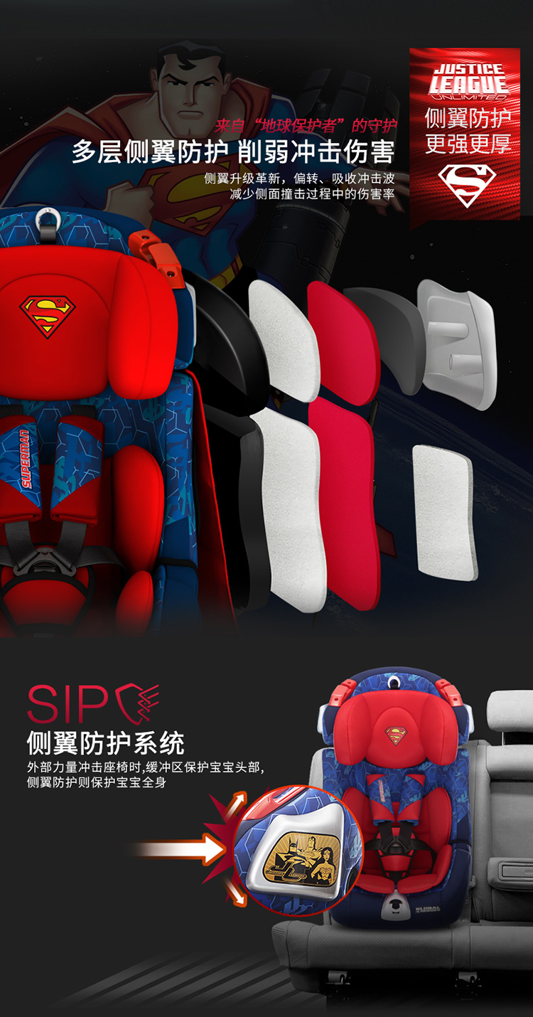【苏宁自营】感恩（ganen）超人 蝙蝠侠 安全座椅 神奇女侠 isofix9月-12岁 超人