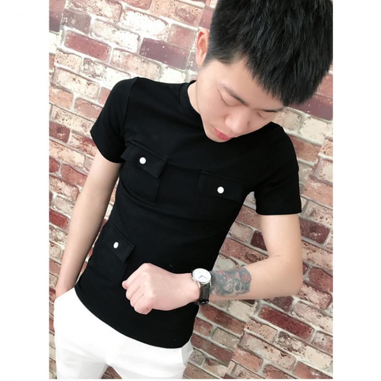 快手红人网红同款短袖精神小伙修身T恤潮男社