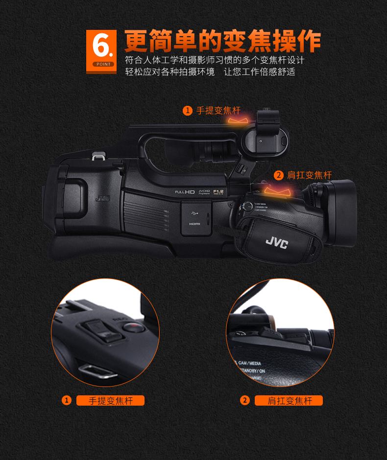 杰伟世（JVC） JY-HM95AC 高清闪存摄杰像机 标配套餐 黑色