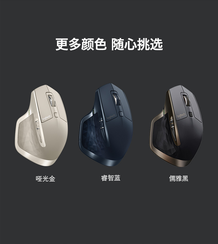 罗技（Logitech）MX MASTER 蓝牙优联双模无线鼠标 儒雅黑（910-004365）