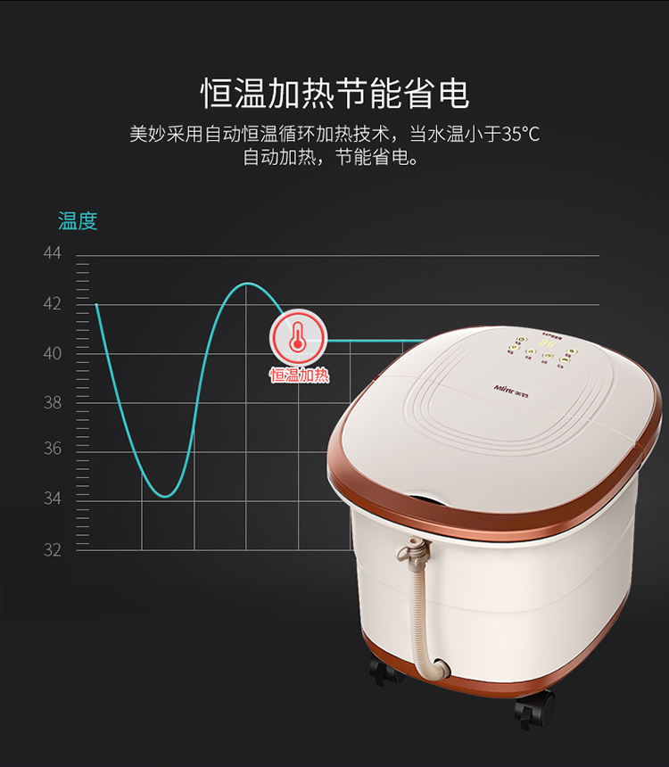 美妙(Mimir)足浴器MM-886足浴盆全自动按摩家用泡脚桶电动加热深桶足疗机