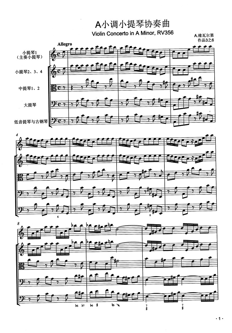 《维瓦尔第A小调小提琴协奏曲(附示范.伴奏CD