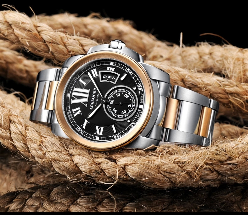 品瑞士艾戈勒手表男士全自动机械表精钢表带腕