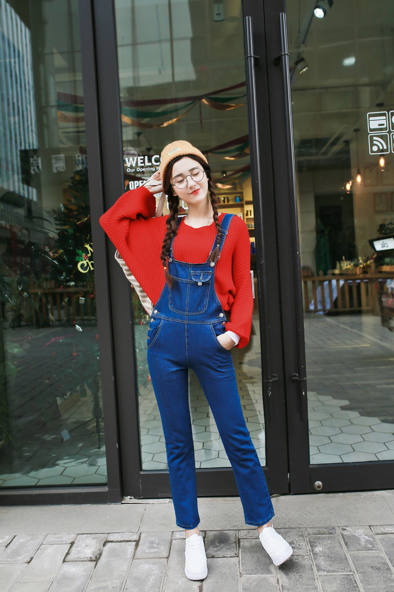 情娇婷2017款背带裤牛仔女潮 情娇婷(QINGJIA